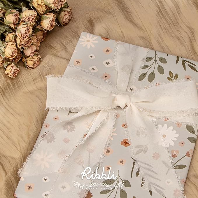 Ribbli Cream Chiffon Ribbon 1-1/2 inch x 20 Yard Handmade Fringe, Chiffon Silk - Image 2