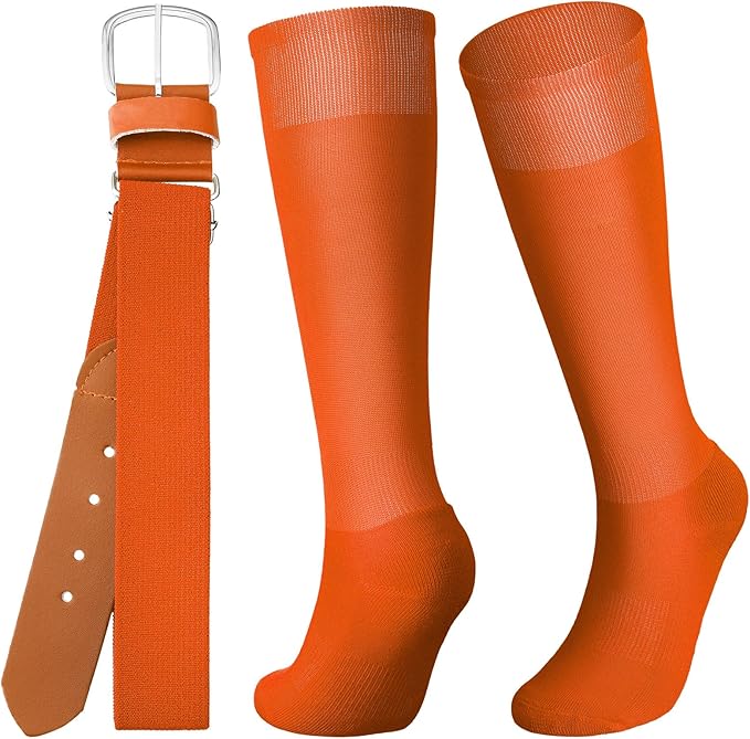 Zhanmai Baseball Belt and Socks Combo, Adjustable Elastic Belt and Softball Socks, Multiple Sizes for Youth Boys Girls, Adult