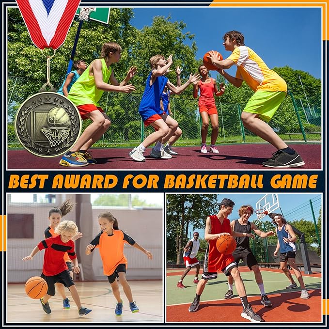 Misdary 12 Pack Medals with Neck Ribbons Team Participation Trophies for Kids Sports Awards Party Favors for Sports Competitions Celebration Gift