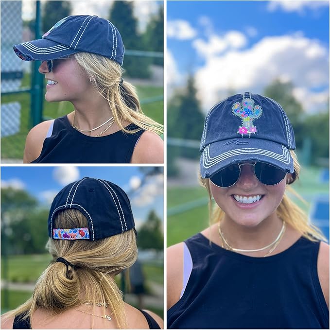 Funky Junque Distressed Vintage Baseball Cap - Embroidered Patch Women's Hat - Holiday, Lifestyle & Patriotic Designs