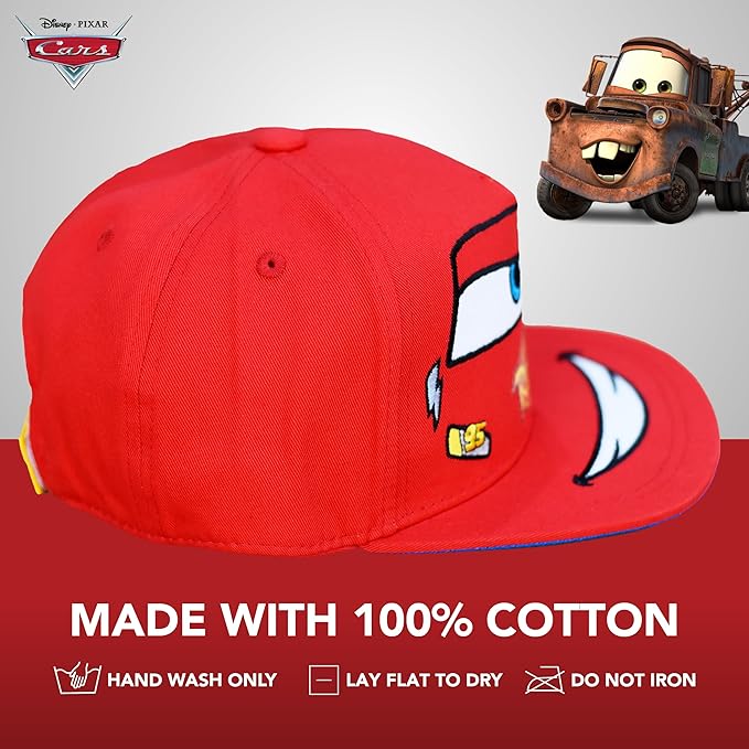 Disney Pixar Cars Baseball Cap, Cotton Adjustable Adult Hat, Red, One Size