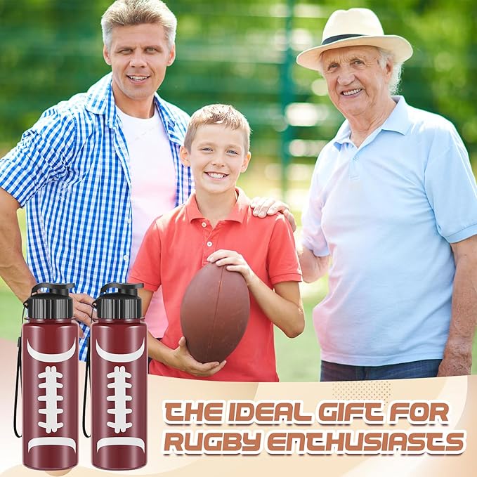 Olgaa 16 Pcs Football Water Bottle Bulk 20 oz Football Reusable Water Drink Bottles Sports Football Accessories for Party Favor Players Lovers Team Gifts (Football)