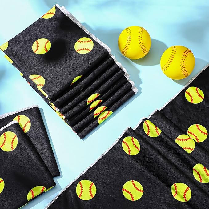 FuWeave 12 Pcs Cooling Towel 40 x 12 Inch Basketball Baseball Football Volleyball Soccer Softball Microfiber Fast Drying Towel for Gift Women Men