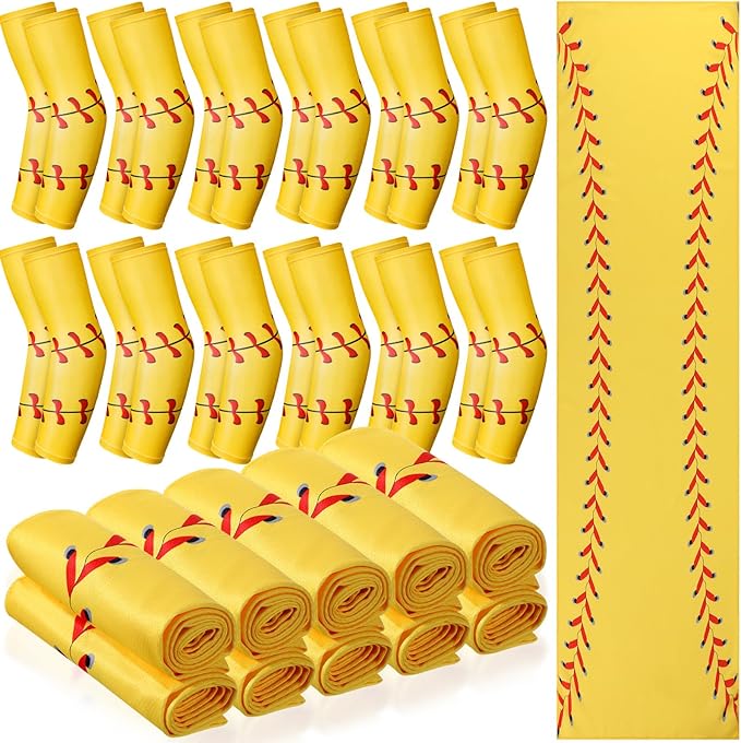 Soulchen 24 Pcs Ice Cream Drip Baseball Softball Gift Accessories 40"x12" Microfiber Cooling Towels and Arm Sleeves for Party