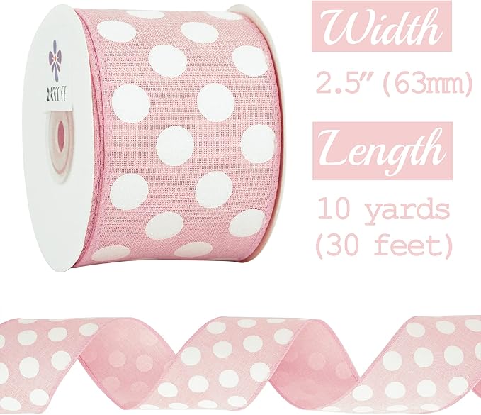 MEEDEE Pink Polka Dot Ribbon - Image 2