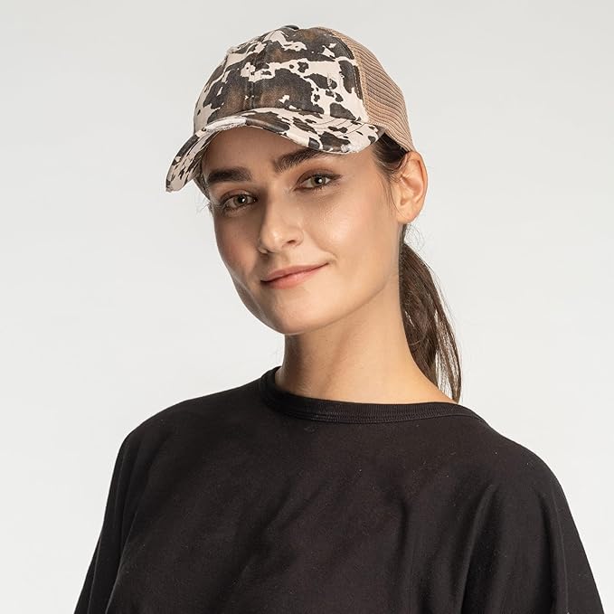 C.C Ponycap Messy High Bun Ponytail Adjustable Glitter Mesh Trucker Baseball Cap