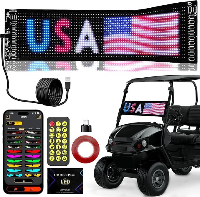 DITRIO Golf Cart Devil Eyes Light,23x5in Programmable Flexible Led Eyes for Car Windshield with App/Remote Control,High Bright DIY Animated Scrolling Electra Eyes for Golf Cart Trucks Suvs Decor