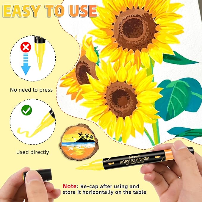 48 Colors Acrylic Paint Pens, 24 Pack Dual Tip Acrylic Paint Pens Markers - Image 4