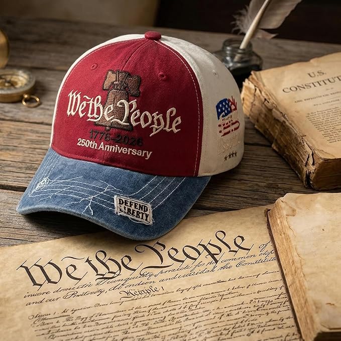 USA 250th Anniversary Hat, Adjustable 250th Anniversary Printed Patriotic Baseball Caps, Tribute Retro Washed Hat