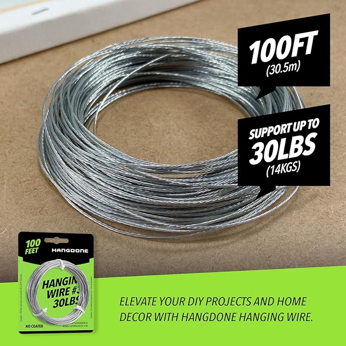 Picture Hanging Wire #3 30lbs 100-Feet, Flexible Steel Wire 18 Gauge - Image 2