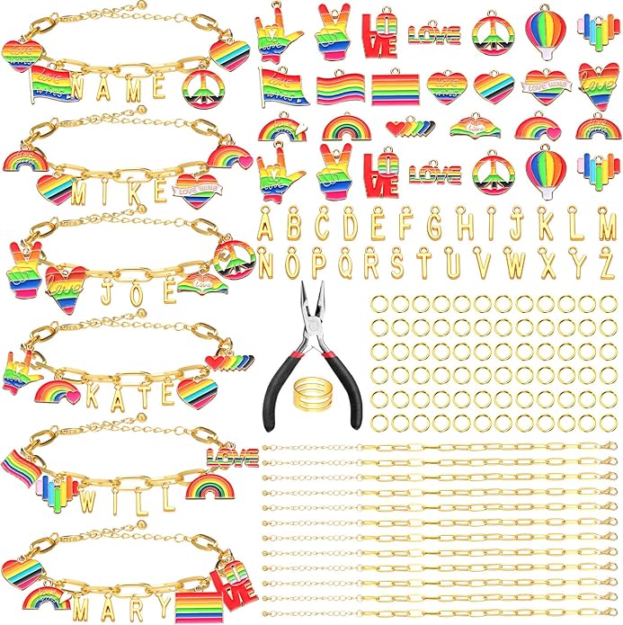 Kigeli 394 Pcs Sports Bracelets for Women DIY Game Bracelets kit Softball Baseball Football Jewelry Crafts Adjustable Gold Letter Charms Keychain for Team Sport Lovers Gifts
