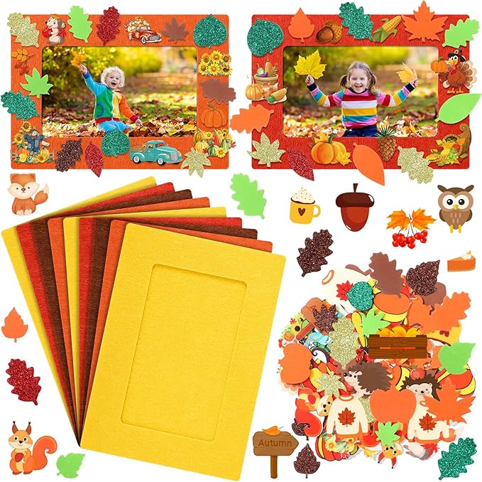 Ferraycle 232 Pcs Fall DIY Picture Frames Craft Kit Thanksgiving Felt Photo by Ferraycle
