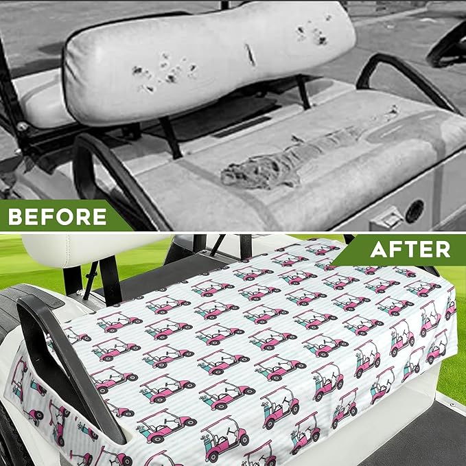 Golf Cart Seat Covers Club Car Golf Cart Accessories for Men Women Golf Carts Seat Towel Blanket 2-Seat Golf Cart Decorations