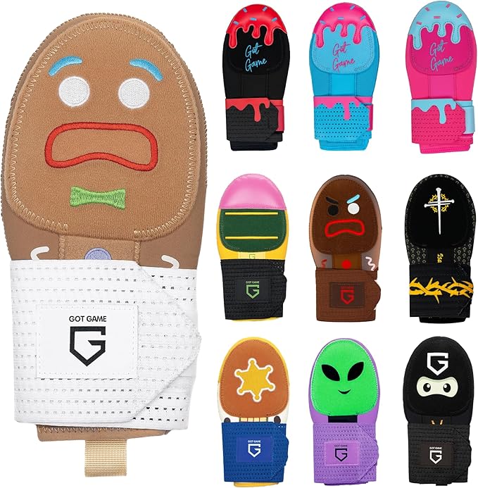 Got Game Baseball Sliding Mitt - Youth and Adult Sizes - Drippy Drip Accessory Gingerbread Man, Ice Cream, Alien, Ninja, Pencil, Cowboy