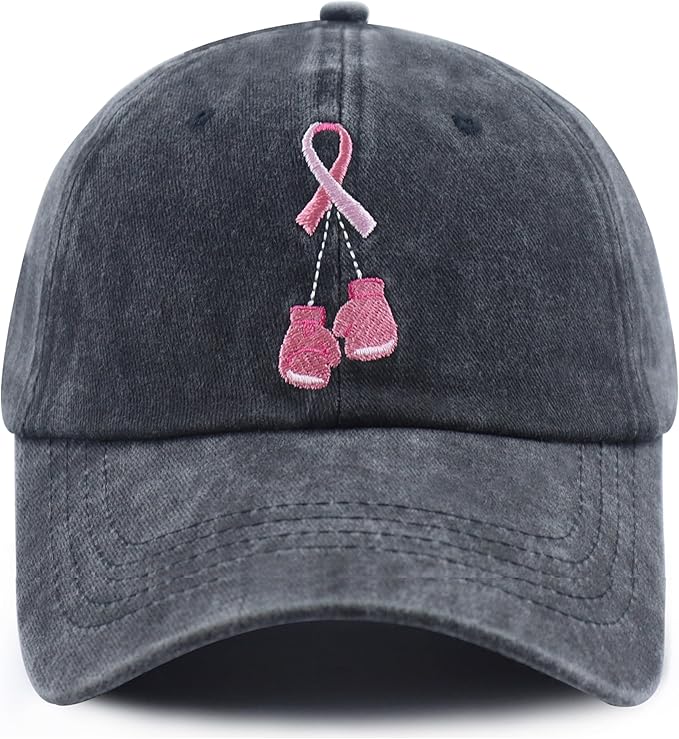 Breast Cancer Awareness Accessories for Women, Pink Ribbon Hat, Funny Chemo Baseball Cap, Mothers Day Christmas Birthday Gifts for Mom Mama Grandma