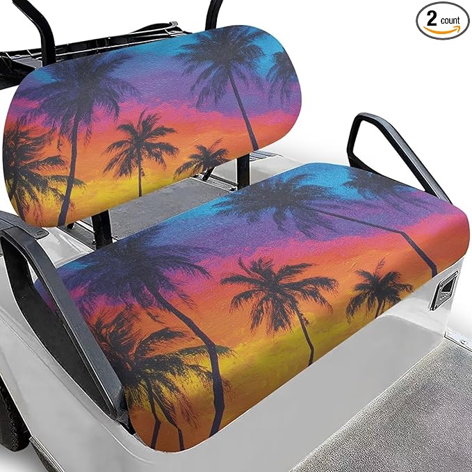 Suobstales Golf Cart Front and Rear Seat Cover Set for EZGO TXT RXV & Club Car DS 2 Passenger, Washable Bench Seat Covers Kit