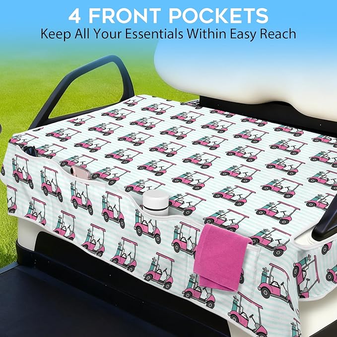 Golf Cart Seat Covers Club Car Golf Cart Accessories 4 Pockets Golf Carts Seat Towel Blanket for Men Women Golf Cart Decor