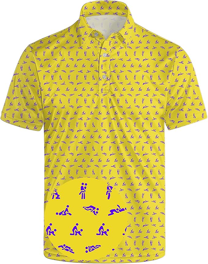 Golf Polo Shirts for Men Funny Print Short Sleeve Golf Shirts Performance Golf Polos