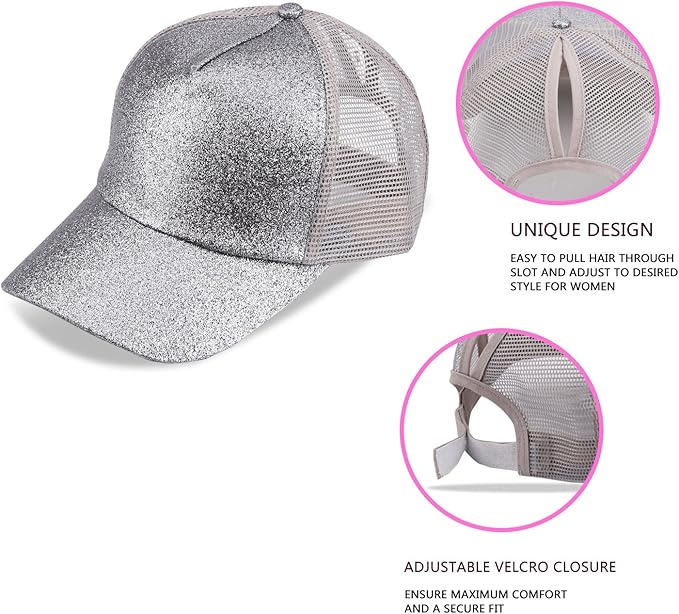 Criss Cross Hat Washed Distressed Baseball Cap Ponytail Hat High Messy Bun Ponycap for Women