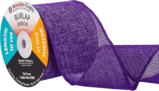 Mandala Crafts Purple Burlap Ribbon 3 Inches Wide Jute Ribbons by MandalaCrafts