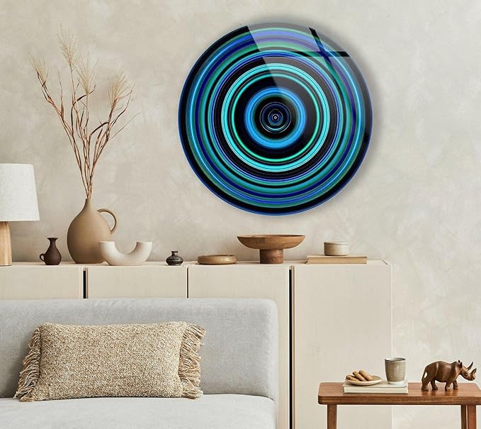 My Photostation.com 10'' Diameter Blue and Green Round Glass Wall Art Tempered - Image 5