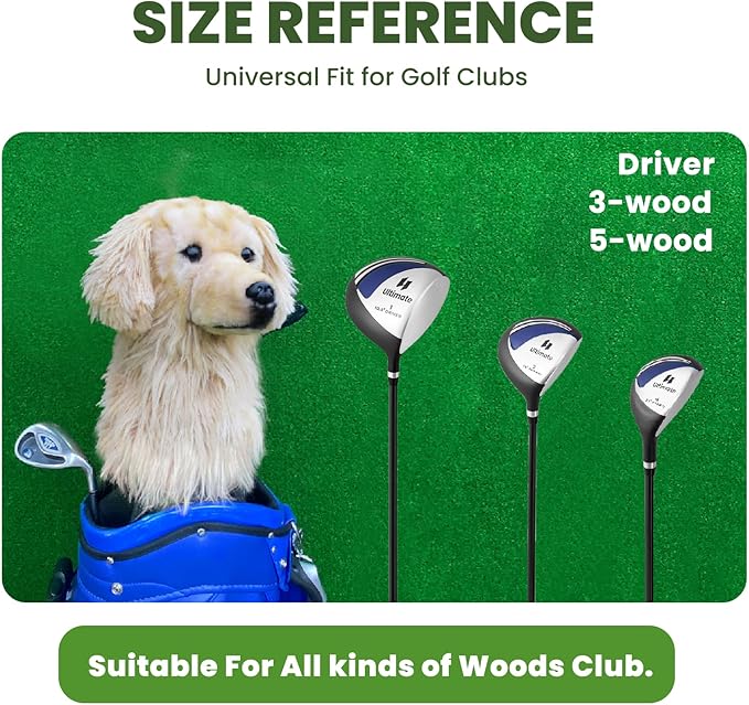 Golden Retriever Golf Club Headcover - Lifelike Plush Dog Head Cover for Driver & Fairway Woods | 460CC Compatible | Premium Gift for Golden Retriever Lovers & Dog Enthusiasts