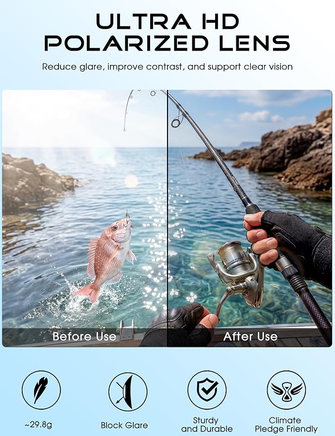 ATTCL Sports Polarized Sunglasses for Men: Womens UV400 Protection, Lightweight Wrap Around TR90 Frame for Fishing Golf