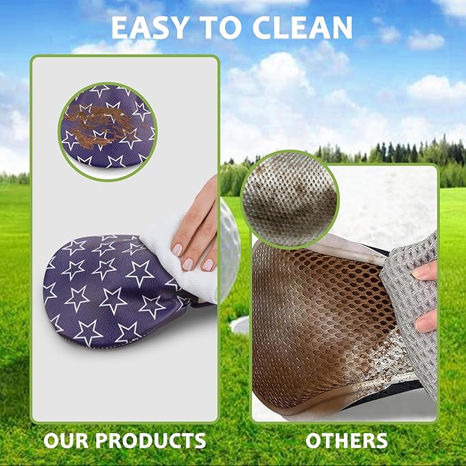 Golf Club Head Covers for Men Women, PU Leather Golf Headcover for Driver Fairway Wood and Hybrid, Funny Golf Accessories