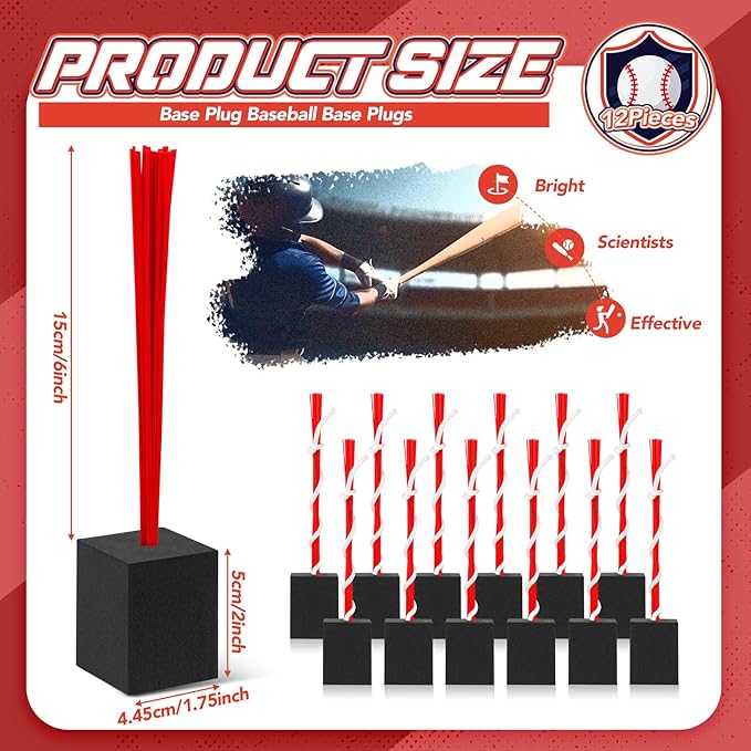 Shappy 12 Pieces Baseball Base Plugs with Tassel Heavy Duty Anchor Plugs for Baseball Field and Softball Accessories