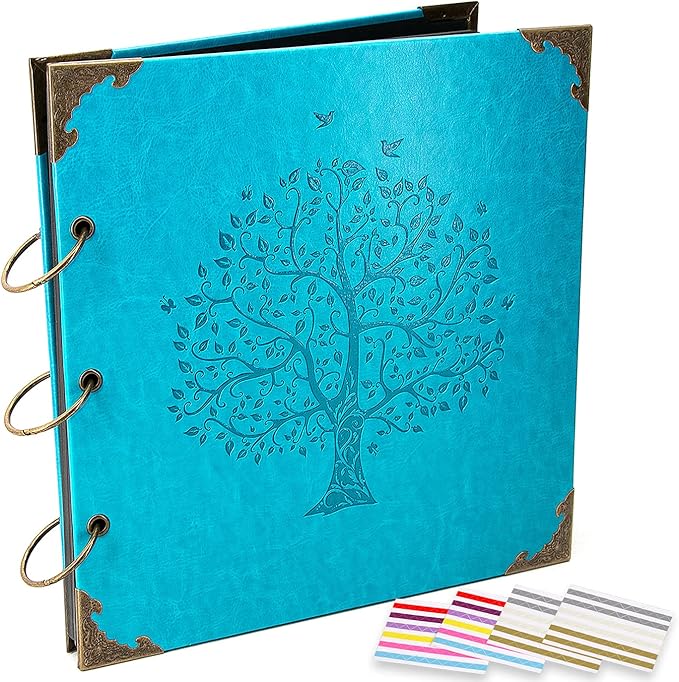 Photo Album DIY Scrapbook, 10x10 inch 50 Pages Vintage Leather Cover Three-Ring by ADVcer