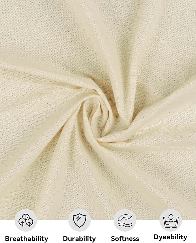 HOTGODEN Light Weight 100% Cotton Muslin Fabric: 63 inch x 2, 10 Yards - Image 2