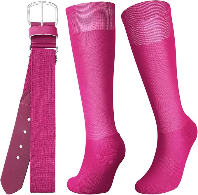 Zhanmai Baseball Belt and Socks Combo, Adjustable Elastic Belt and Softball Socks, Multiple Sizes for Youth Boys Girls, Adult