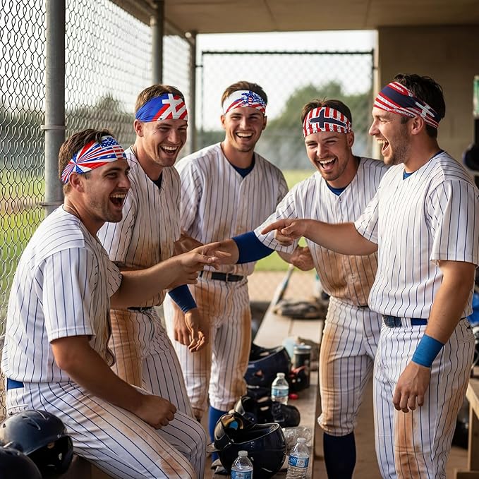 Shyyween 6 Pcs Baseball Headband Elastic Polyester Sweatband for Baseball Basketball Football Golf Headscarf Stuff Women Men Accessory Team Gift