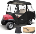 10L0L 2/4/8 Passenger Golf Cart Enclosure for Club Car Precedent/Tempo/Onward, 600D Waterproof Golf Cart Rain Cover, Driving Enclosure with 4-Sided Clear Windows Roll-up Door Black -Roof 58"-141"