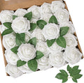 AmyHomie Artificial Flowers White Rose 100pcs Real Looking Fake Roses w/Stem by AmyHomie