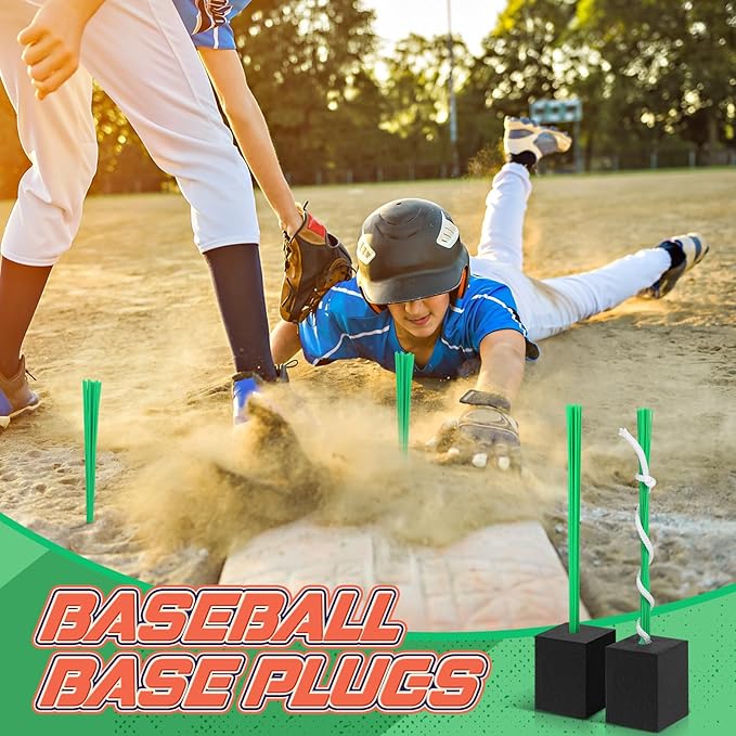 Shappy 12 Pieces Baseball Base Plugs with Tassel Heavy Duty Anchor Plugs for Baseball Field and Softball Accessories