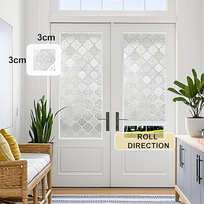 Window Privacy Film Decorative for Front Door, Bathroom Static Cling Stained - Image 8