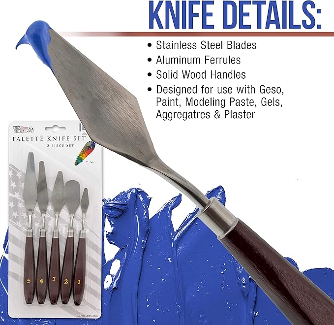 U.S. Art Supply 5-Piece Stainless Steel Palette Knife Set - Image 5