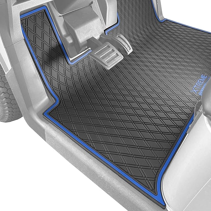 Golf Cart Floor Mat for E-Z-GO RXV (2024+) & Valor (2024+), All Trim Levels by Xtreme MATS Golf (Blue Trim)