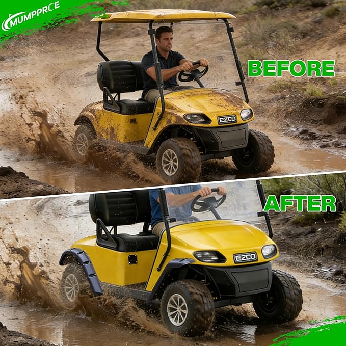 4PCS EZGO TXT Fender Flares, Golf Cart Front and Rear Fender Flares Compatible with 1994-2013 Gas & Electric EZGO Golf Carts, Premium PP Golf Cart Mud Guards with Self-Tapping Screws