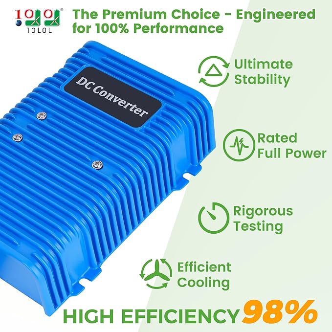 Universal Golf Cart Voltage Reducer DC Converter 36V or 48V to 12V 30 A 360W for EZGO Club Car Yamaha Golf Carts, with Power Cables