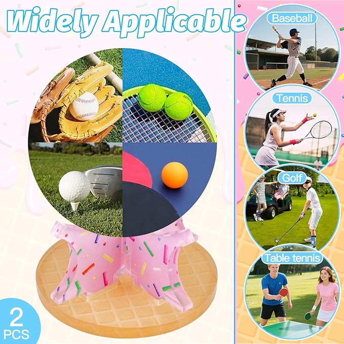 Ice Cream Baseball Holder for Balls - Novelty Baseball Display Stand for Souvenirs & Autographed Balls - Cute Desktop Baseball Case Decor for Boys Room & Kids Gifts, Single Ball Support