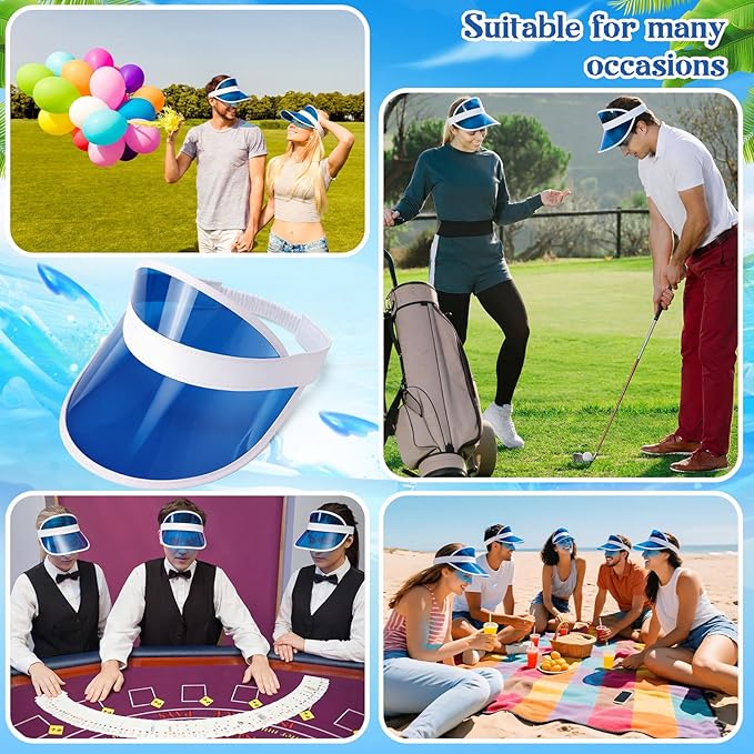 Tarpop Poker Visors Hats Bulk Casino Bingo Visor Casino Dealer Clear Plastic Sun Golf Hats for Women Men