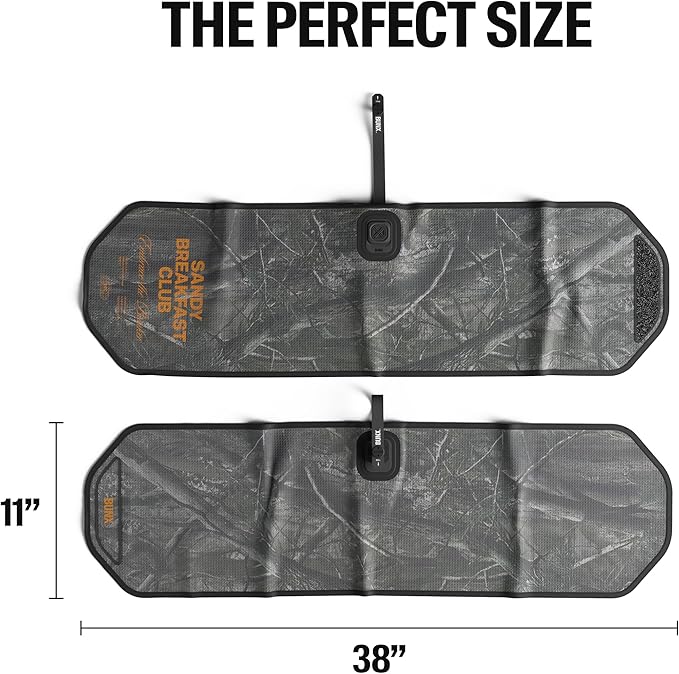 BUNX Best Golf Towel - Sponge Club Scrubbing Pad with Quick Release Magnetic Tablet - Patent Pending Premium Golf Accessories - Microfiber Club Cleaner (Sandy Breakfast Club CAMO & Orange)