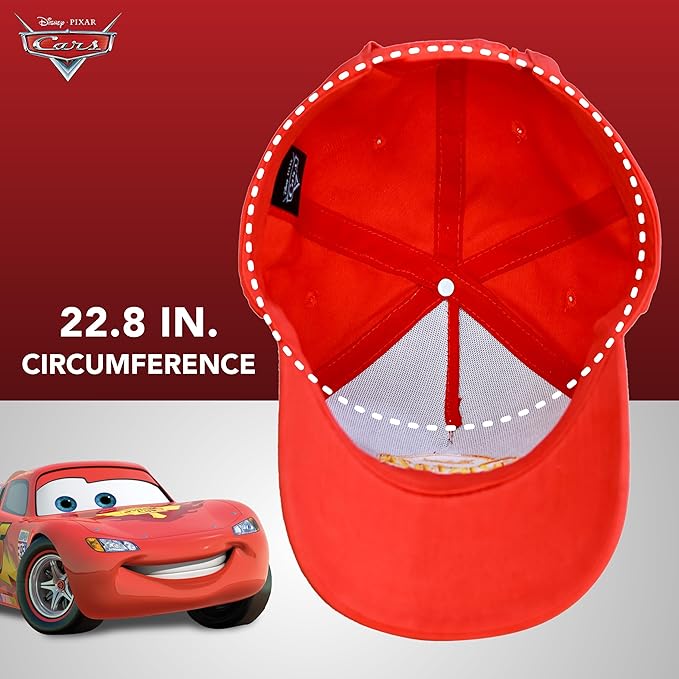 Disney Pixar Cars Baseball Cap, Cotton Adjustable Adult Hat, Red, One Size