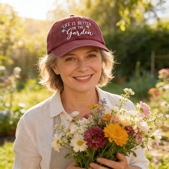 Gardening Gifts for Women, Gardening Hat, Mothers Day Plant Gift for Mom Grandma, Adjustable Embroidered Baseball Cap