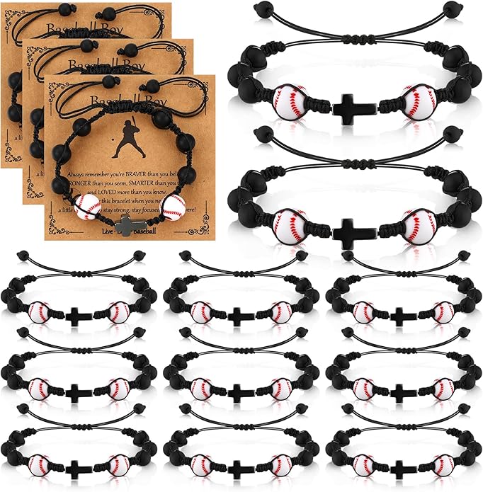 12 Set Sport Adjustable Beaded Bracelets Gifts Football Softball Soccer Volleyball Golf Basketball Hockey Bracelets for Women Men Adjustable Beaded Accessories