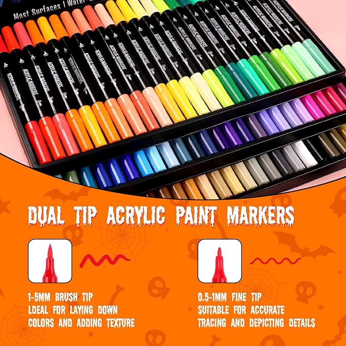 72 Colors Acrylic Paint Markers, Dual Tip - Image 2