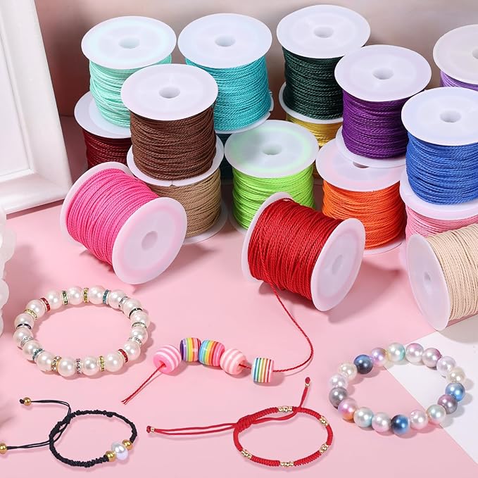 Cridoz 20 Rolls Wax String for Bracelet Making, Waxed Thread Bracelet Cord - Image 7