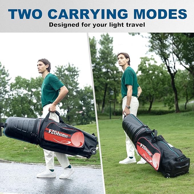 Golf Travel Bags for Airlines with Hard Case Top & Wheels, Hard Shell Top Protect Golf Club, Made of 1680D Heavy Duty Oxford, Internal Strap for Fixing, Lightweight and Easy to Maneuver